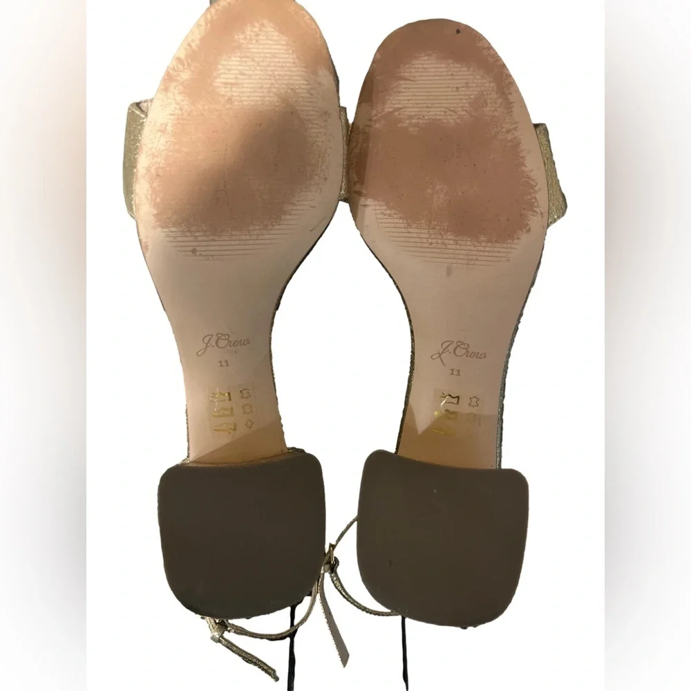 J Crew Elegant Gold Block Penny Heel Sandals
